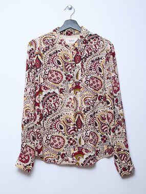 ba&sh Zelie Paisley Print Button Down Collar Shirt S Euro Summer Coastal Cowgirl